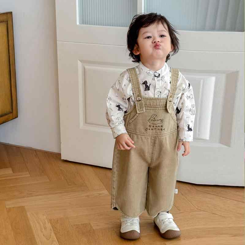 キッズ オーバーオール 女の子 デニム 春秋 長ズボン 子供服 かわいい コットン カジュアルパンツ 北欧..