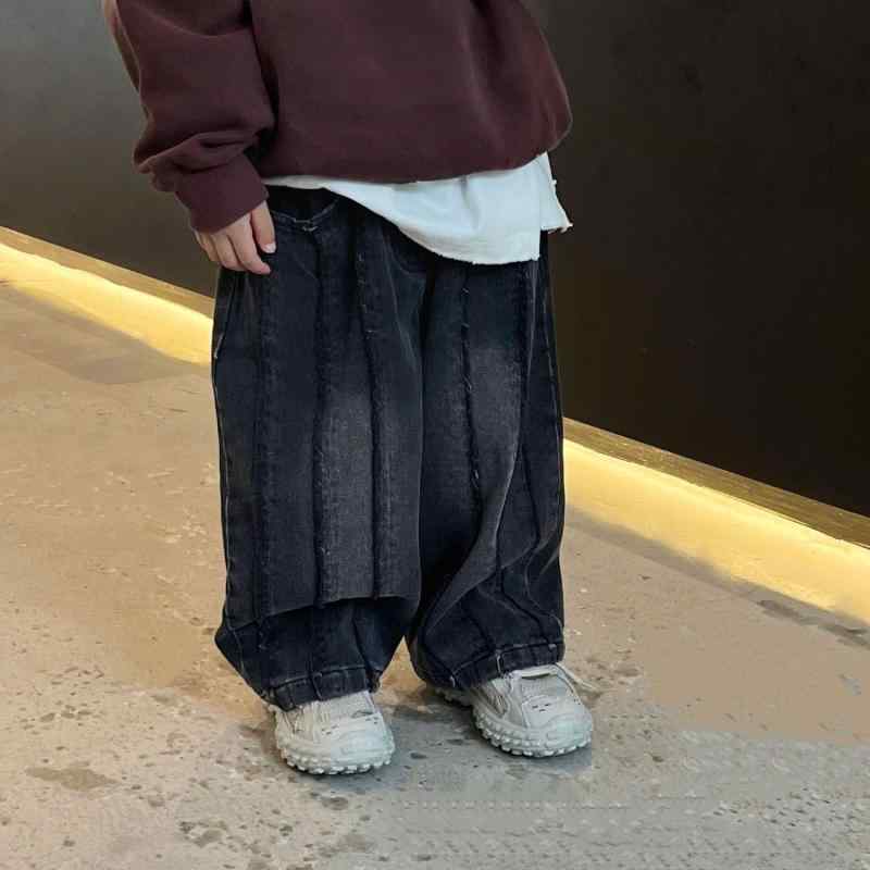 子供用ジーンズ 女の子 春秋 韓国風 おしゃれ ワイドレッグパンツ ベビー・キッズ 個性的 デニムパンツ..