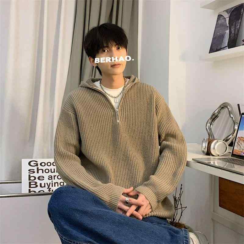 ニット メンズ ニットパーカー プルオーバーパーカー 灰色 接触冷感 高級感 長袖 普段使い トップス 秋冬