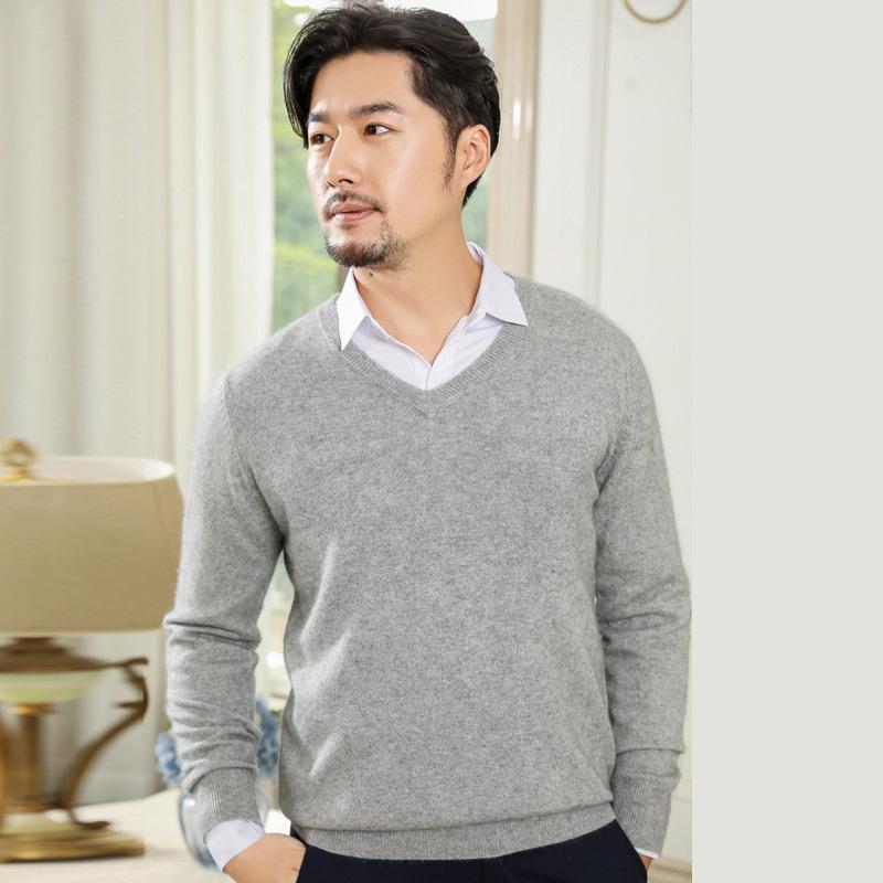 ニット メンズ Vネック セーター ウール混紡 トップス 長袖 プルオーバー 暖か 厚手 ビジネス カジュアル ブラック グレー ベージュ ブルー レッド ネイビー グリーン 秋冬