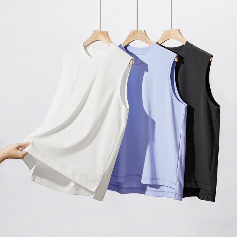 Tシャツ メンズ 男性用 ノースリーブ トップス 接触冷感 コットン タンクトップ スポーツ トレーニング ジム 普段使い ルームウェア 白 黒 グレー 春夏