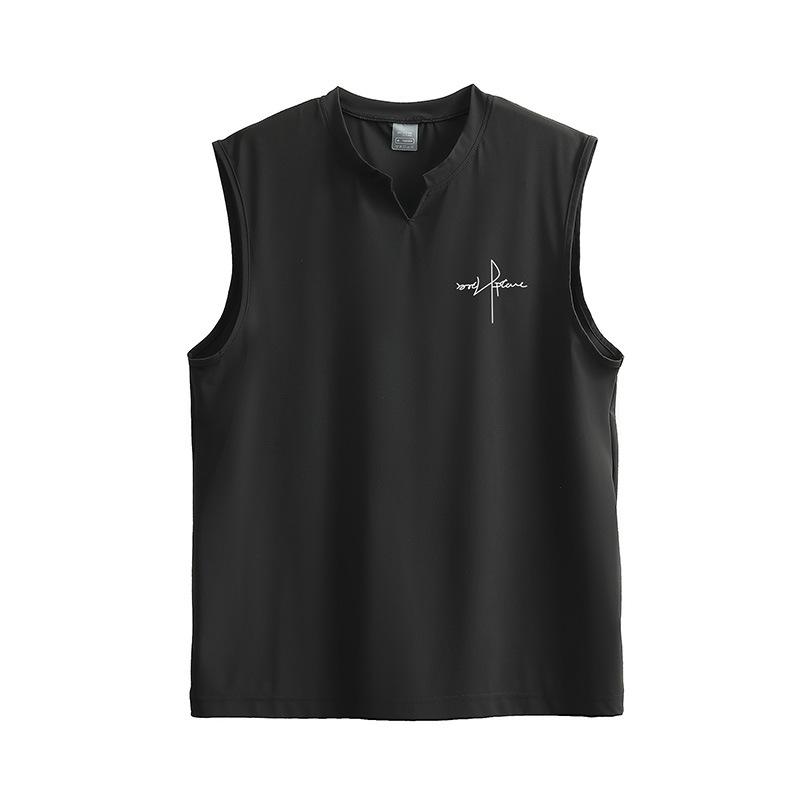 タンクトップ メンズ 男性用 接触冷感 Tシャツ 夏 薄手 スポーツ 運動着 部屋着 ゆったり 大きいサイズ 無袖 トップス ブラック グレー カーキ