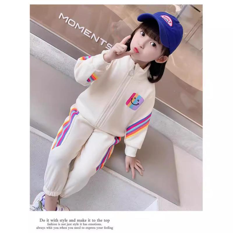 子供用ジャージ 上下セット 女の子 ベビー 幼児 長袖トップス パンツ 2点セット 綿 スポーツウェア 普段着 かわいい 春秋 ピンク系 アイボリー