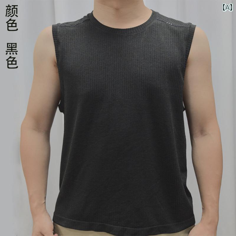 スポーツタンクトップ メンズ 男性用 バスケットボール 速乾性 ノースリーブ Tシャツ ポリエステル 接触冷感 薄手 運動着 ルームウェア 普段使い ブラック グレー