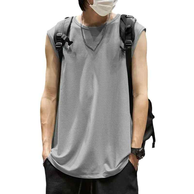 タンクトップ メンズ 男性用 夏 接触冷感 吸湿速乾 メッシュ スポーツ トレーニング 部屋着 薄手 無地 ..