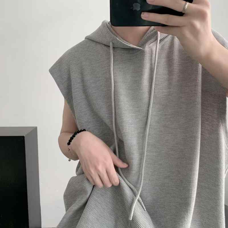 Tシャツ メンズ 男性用 無袖 ノースリーブ トップス カットソー コットン 綿 麻 混紡 ゆったり ルーズ リラックス 部屋着 普段使い 春夏 ブラック グレー ブルー ホワイト(4)