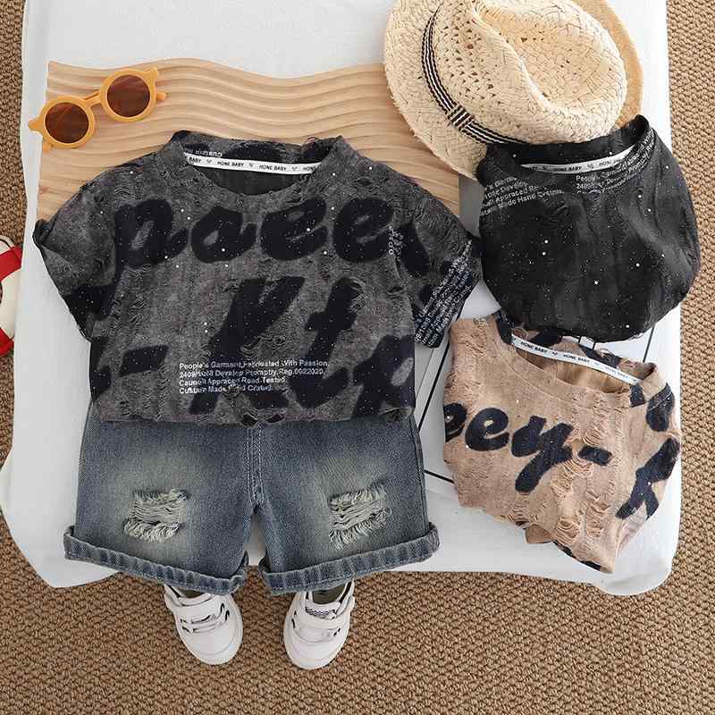子供用セットアップ 半袖トップス ショートパンツ 1歳 2歳 3歳 4歳 5歳 男児 夏服 綿 英字柄 カジュア..