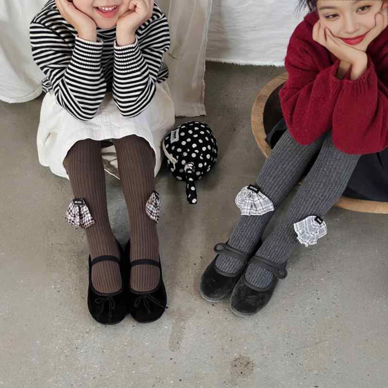 子供服レギンス 女の子 格子柄 ケーブル編み コットン パンツ 春秋 プリンセススタイル 80 90 100 110 ..