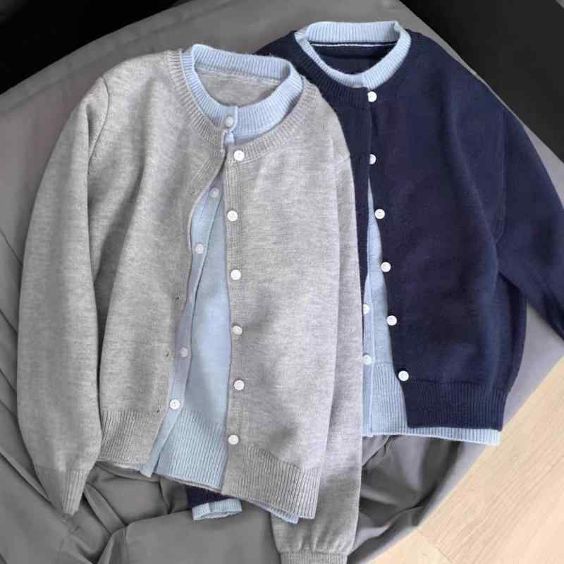 カーディガン レディース 韓国風 ニット 切り替え 配色 グレー系 トップス 長袖 ゆったり かわいい 秋冬