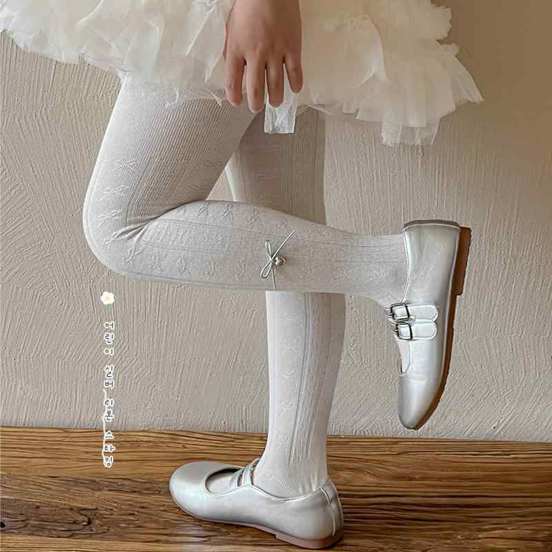 子供服 レギンス ガールズ 精梳綿 スパッツ 薄手 無地 伸縮性 通気性 バタフライ 蝶結び 春秋 黒 白 灰色 ベージュ系