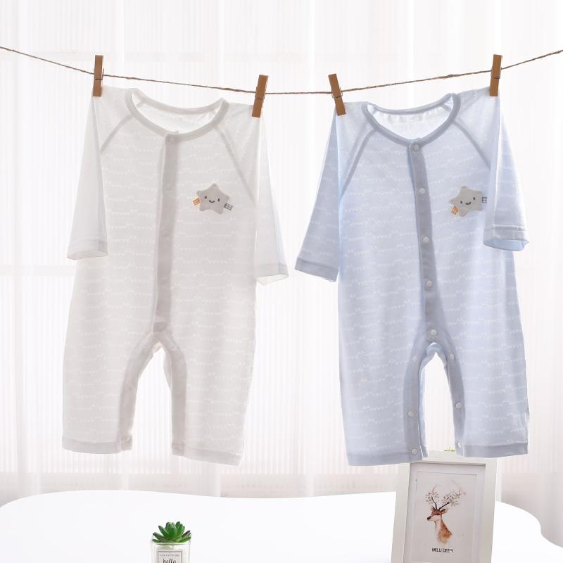 ロンパース ベビー服 春夏 薄手 新生児 赤ちゃん エアコン服 パジャマ 再生繊維 モダール ピンク イエ..