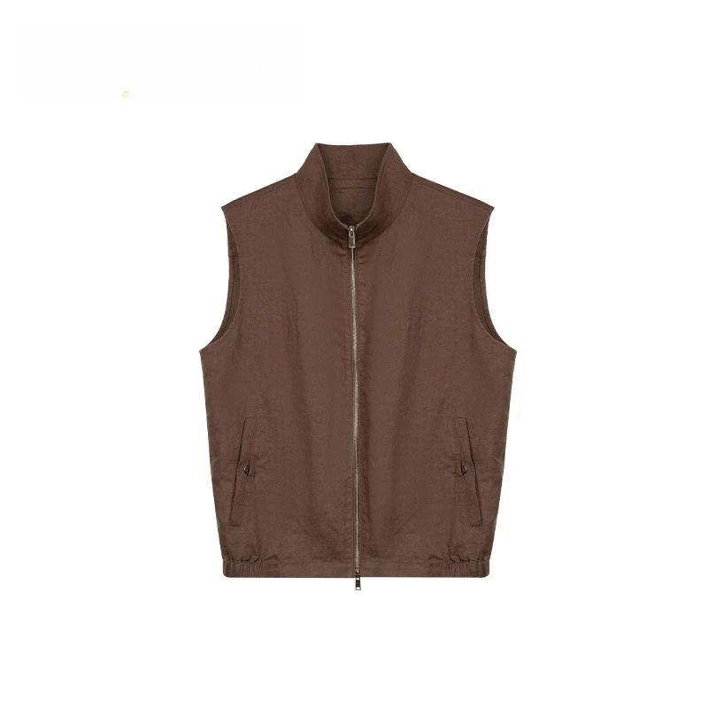 メンズ Tシャツ ベスト 高品質 ポリエステル 無地 立襟 カジュアル ワーク 紳士服 トップス アウトドア 多ポケット 普段使い