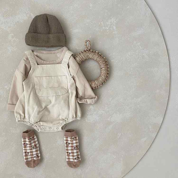 ベビー オーバーオール 春秋 男女兼用 コーデュロイ サロペット パンツ 新生児 赤ちゃん 子供服 かわいい 短パン 66cm 73cm 80cm 90cm