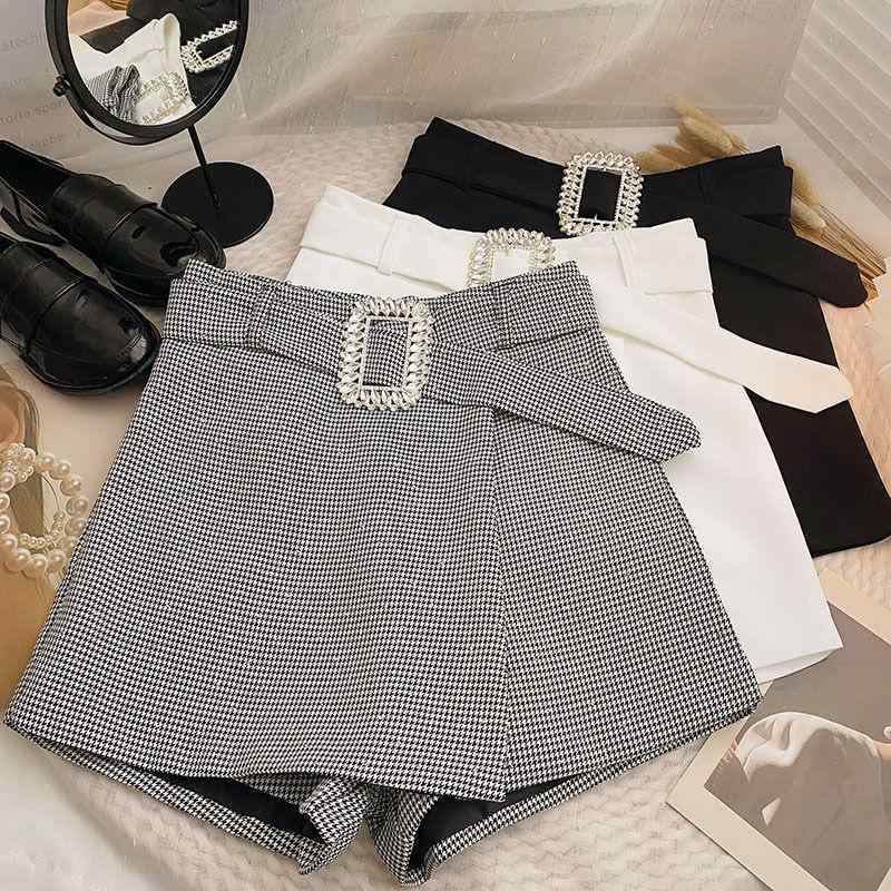Culottes - キッズ ショートパンツ 春秋 高腰 千鳥格子柄 ガールズ キュロットスカート ゴムウエスト コットン 100 110 120 130 140 150 160 170