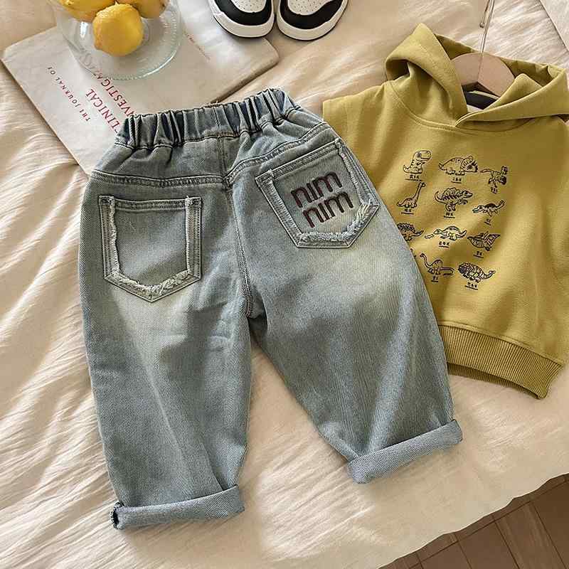 子供服 ジーンズ キッズ 男の子 ロングパンツ 刺繍 コットン ズボン デニムパンツ 春秋 100cm 110cm 12..