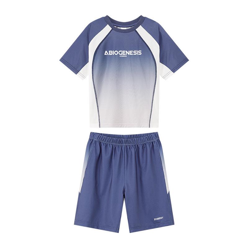 子供用スポーツウェア 上下セット 男の子 夏 半袖 短パン 薄手 接触冷感 吸湿速乾 110 120 130 140 150 160 170 運動着 部屋着 ブルー 青 緑 グレー