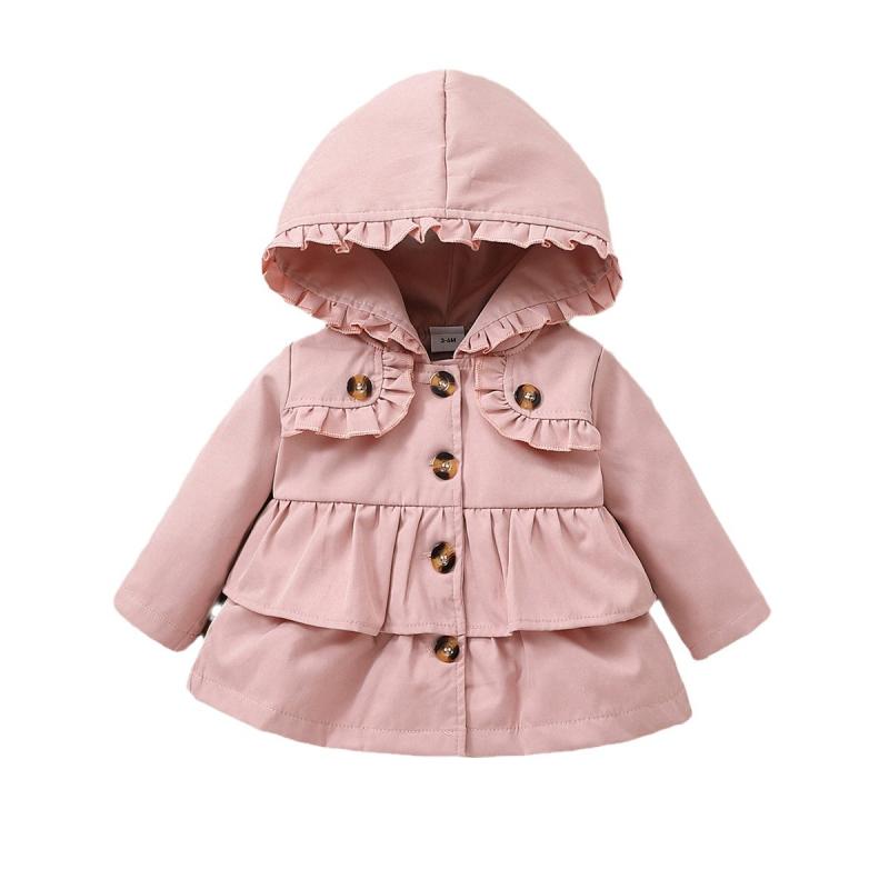 ベビー服 ジャケット 女の子 長袖 フリル 襟付き パーカー かわいい 幼児 子供服 アウター 春秋 薄手 ピンク 上着