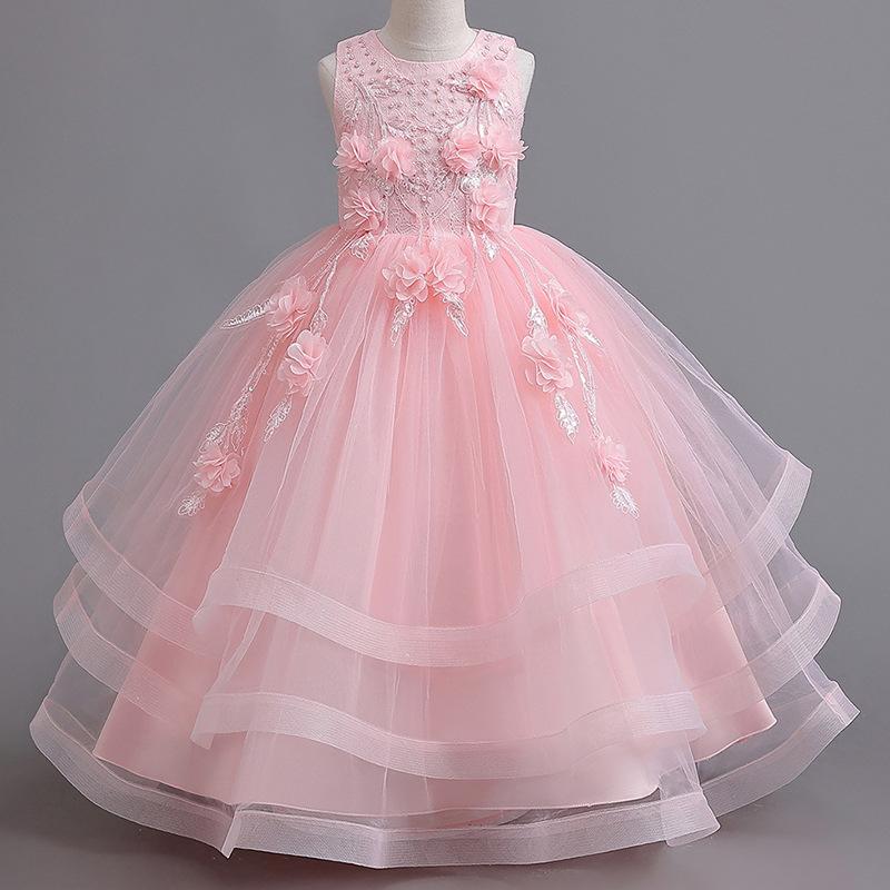子供用ドレス 女の子 プリンセス ワンピース ウェディング ケーキスカート ピアノ 発表会 演奏会 フォ..