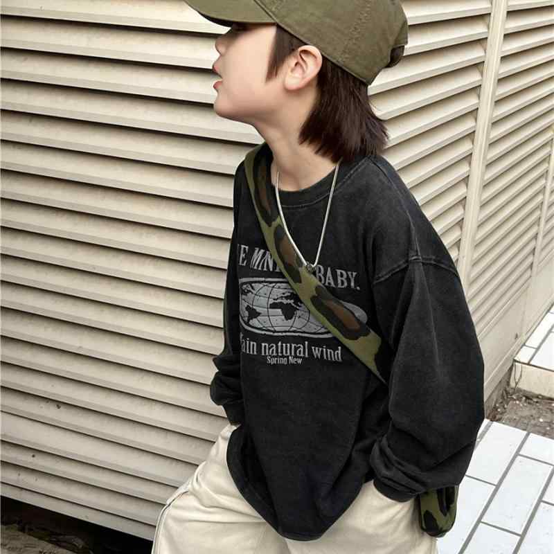 子供服 スウェット 秋冬 韓国風 レトロ 男女兼用 クルーネック トレーナー 綿100％ トップス 100 110 1..