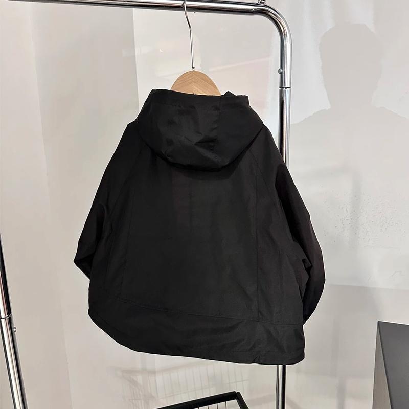 キッズ ジャケット 男の子 アウター 子供服 秋物 長袖 ボーイズ 普段着 中長丈 フード付き ブラック 110 120 130 140 150 160