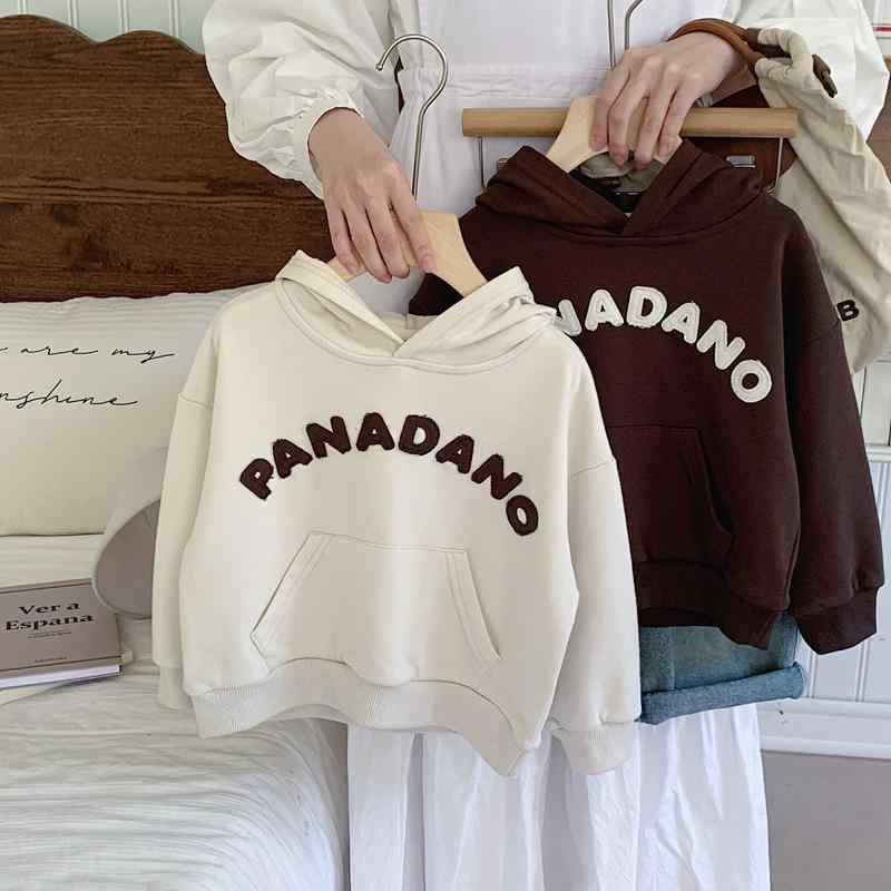 子供用パーカー 男の子 英字プリント 長袖トップス ゆったり ミドル丈 ベージュ系 カジュアル ストリー..