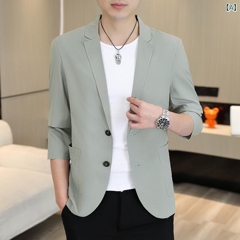 ジャケット 男性用 接触冷感 テーラードジャケット カジュアル 薄手 ポリエステル ブレザー 春夏 秋冬 グレー系