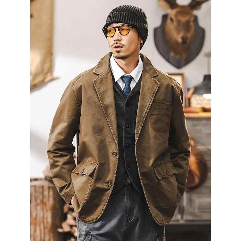 ジャケット 男性用 アメリカンカジュアル レトロ ミラード ウォッシュ加工 コットン ワークジャケット ..