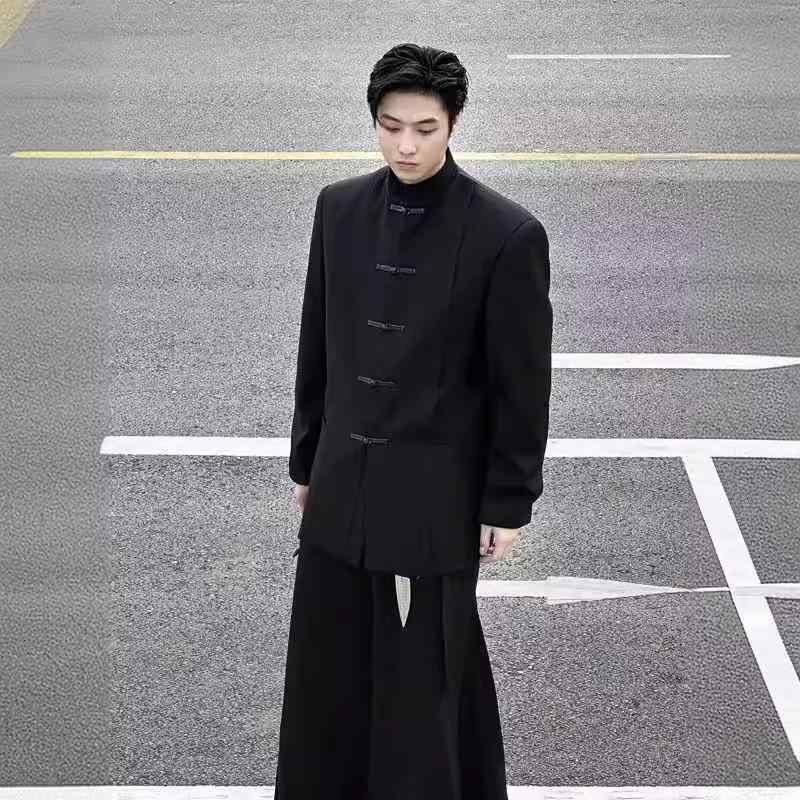 ジャケット メンズ 中国風デザイン テーラードジャケット 男性用 立襟 コットン リネン 春 スタイリッ..