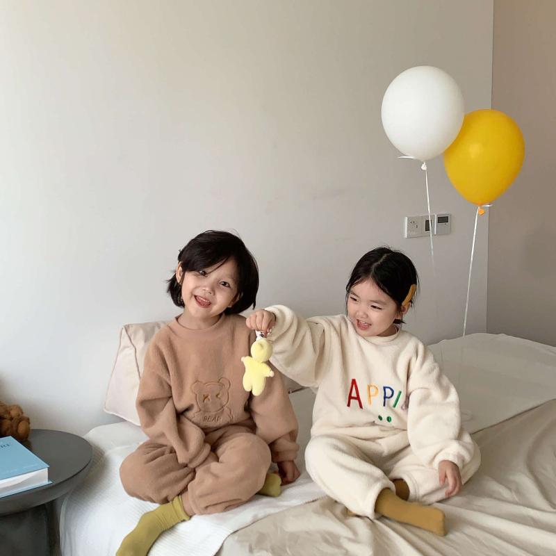 子供用パジャマ 秋冬 厚手 裏起毛 上下セット 男女兼用 韓国風 80cm 90cm 100cm 110cm 120cm 130cm 140..