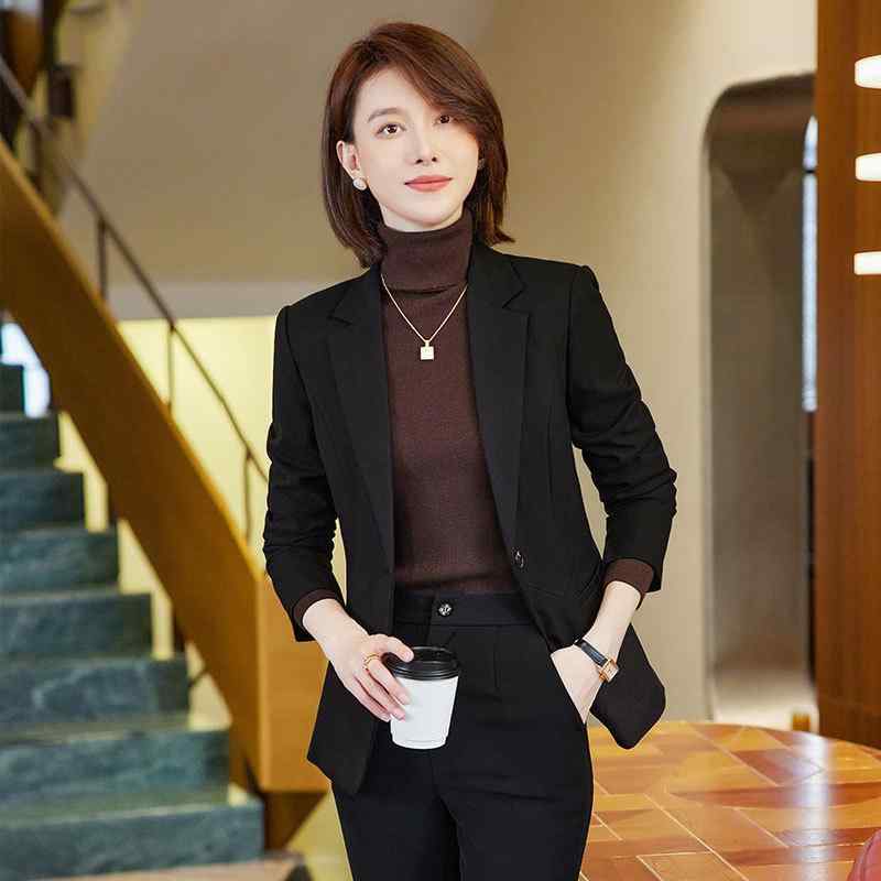 スーツ レディース 秋冬 ブラック グレー ポリエステル 仕事着 事務服 オフィス フォーマル 長袖 テーラードジャケット パンツ 上下 セット