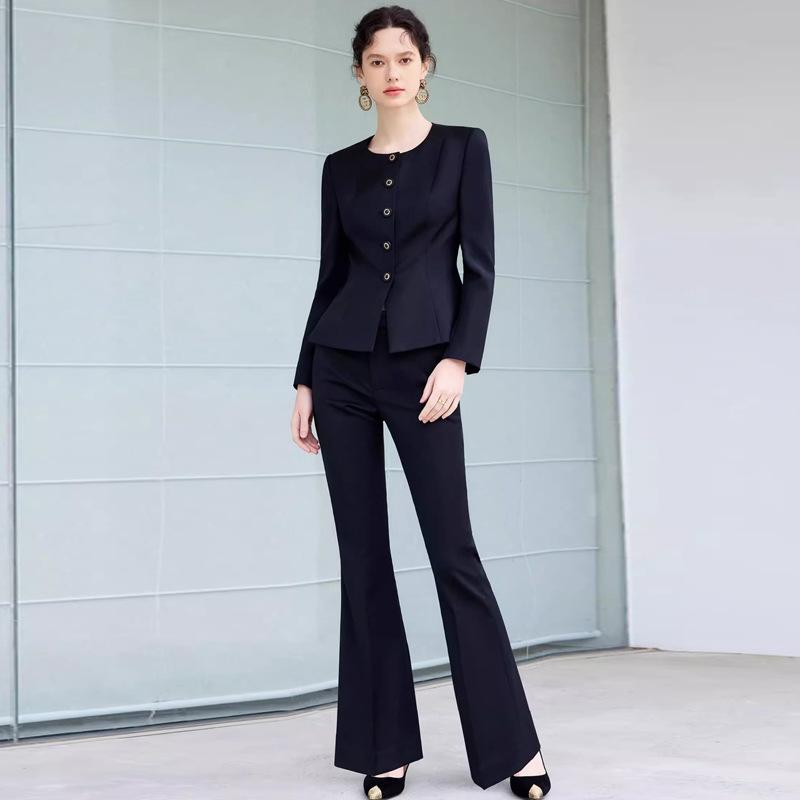 スーツ レディース ビジネス フォーマル 黒 ブラック 通勤 オフィス OL テーラード ジャケット パンツ セットアップ 春秋 エレガント