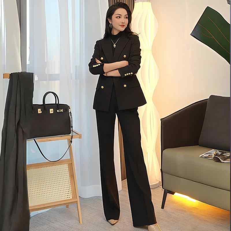 スーツ レディース ビジネス オフィス フォーマル 黒 紺色 カーキ色 オリーブ色 パンツ 長袖 ポリエステル 上下セット 通勤 高級感