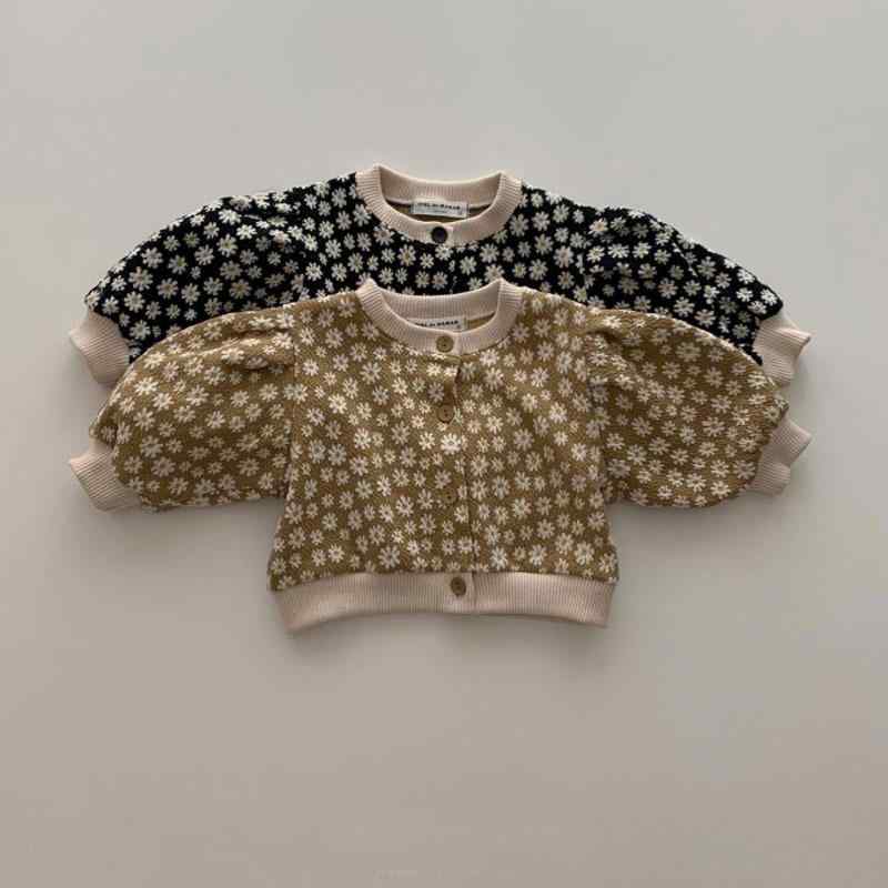 ベビー服 女の子 アウター ジャケット 秋冬 花柄 襟なし かわいい ショート丈 トップス 黒 ブラック系