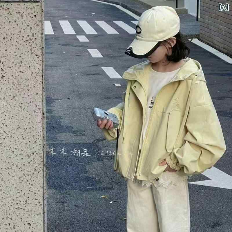 キッズ ジャケット 女の子 春秋物 ジャンパー 子供服 アウター 120cm 130cm 140cm 150cm 160cm 170cm ポリエステル 無地 フード付き ピンク系 イエロー系