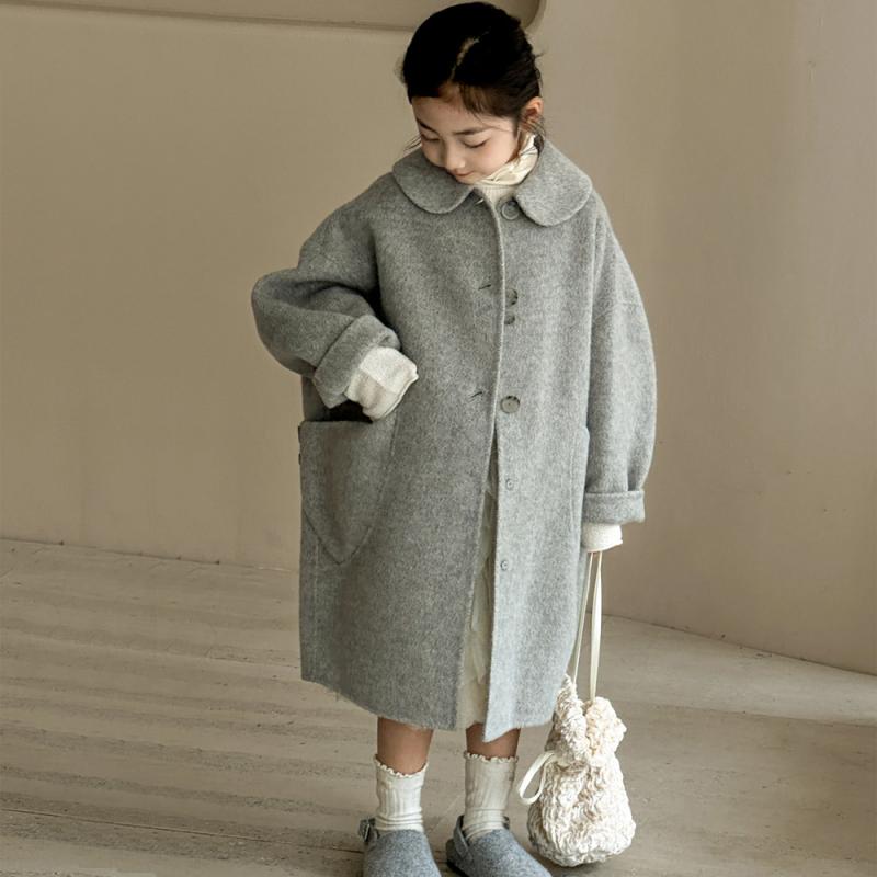 子供服 アウター 女の子 コート 中綿入り 裏起毛 大襟 秋冬 かわいい ガールズ ジャケット キッズ 上着 中学生 小学生 高学年 通学 普段使い 防寒 あったか グレー