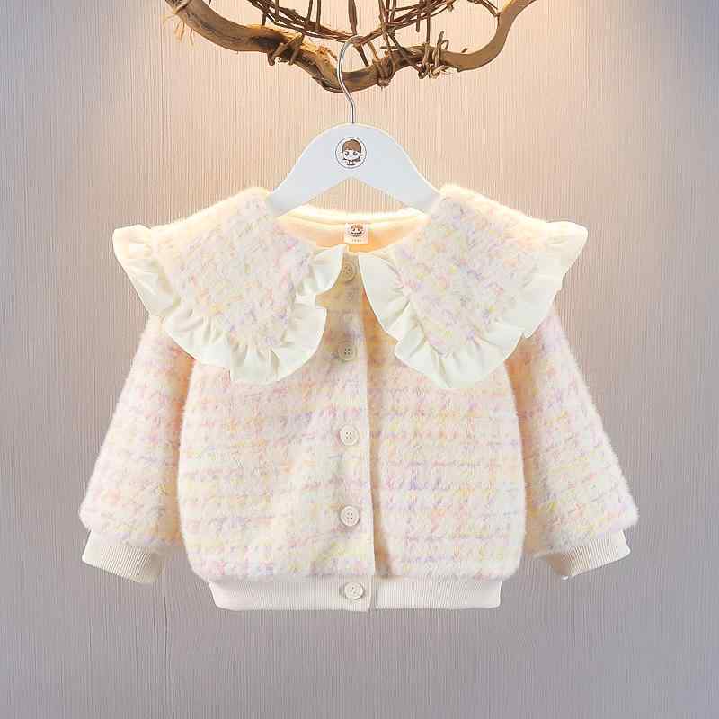 子供服 ガールズ 冬用フリースジャケット かわいい女の赤ちゃん 長袖 厚手 幼児向け ふわふわセーター ショート丈 アウター 淡い紫色 73cm 80cm 90...