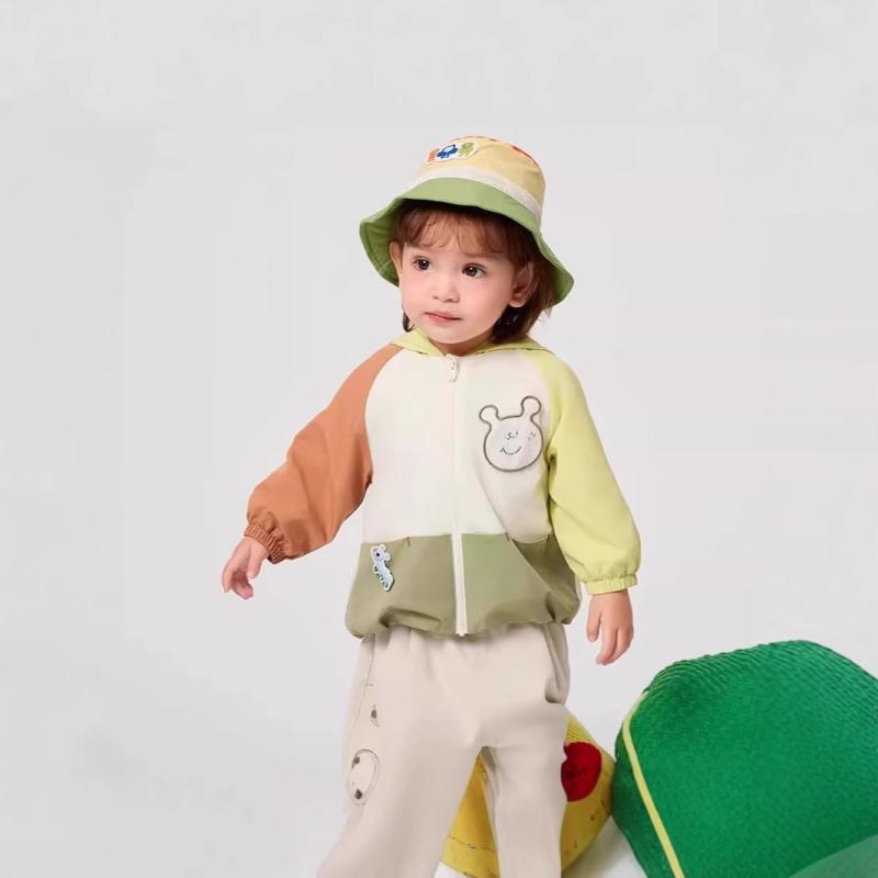 キッズ ジャケット 春秋 男女兼用 ベビー 子供服 アウター ウインドブレーカー ジャンパー 撥水 防風 フード付き アニマル柄 切り替え 80cm 90cm ...