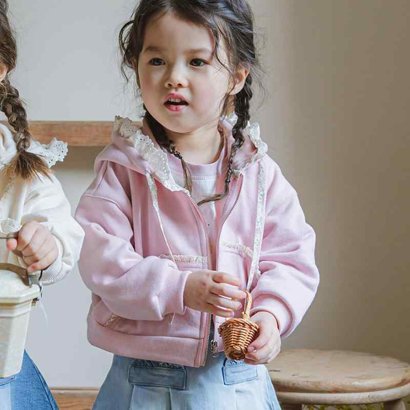 子供服 ジャケット 女の子 コットン パーカー 春秋 かわいい フリル レース おしゃれ ガールズ アウター 普段着 通園 通学 90 100 110 120 130 140 150cm