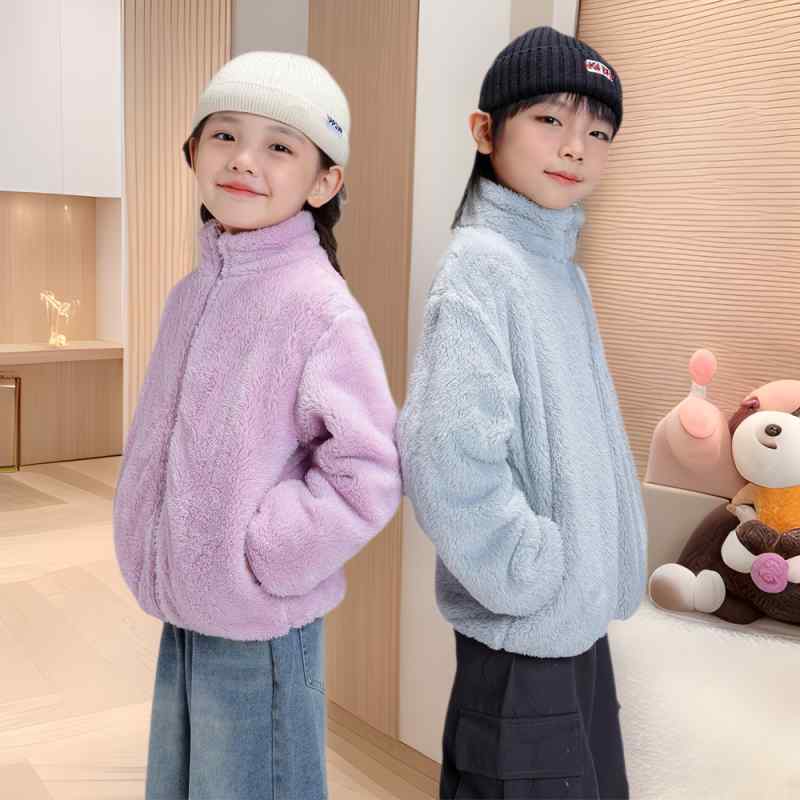 子供用フリースジャケット 秋冬 男女兼用 立襟 厚手 アウター 無地 100cm 110cm 120cm 130cm 140cm 150cm 160cm S M L XL ポリエステル