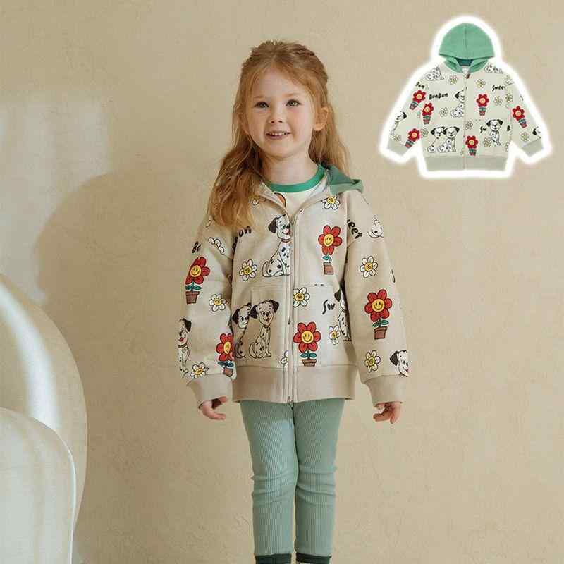 子供用アウター ジャケット 男女兼用 トップス 春秋物 PS カジュアル パーカー カトゥーン柄 ドッグ柄 フード付き 長袖 ジップアップ 綿100% 90cm...