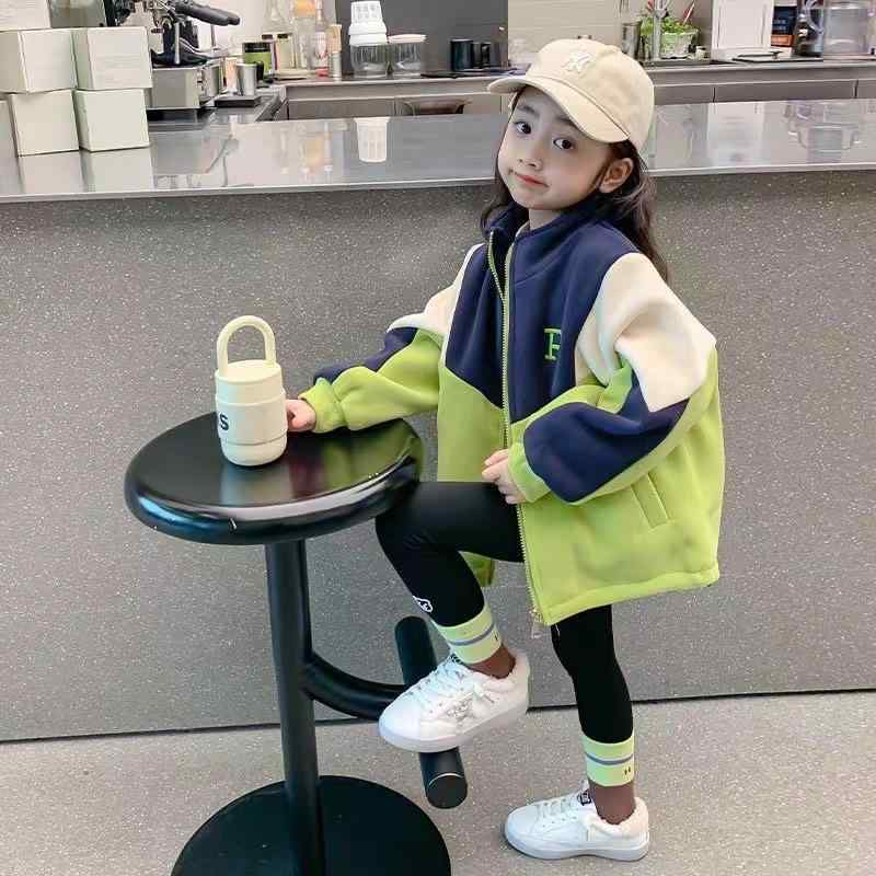 子供服 ジャケット 女の子 春秋 フリース アウター スポーツ カジュアル 普段使い ポリエステル 長袖 ピンク系 グリーン 紫