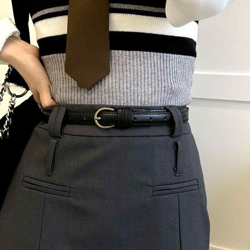 ベルト レディース 細ベルト PUレザー デニム ジーンズ 学生 おしゃれ 飾りベルト 合金バックル 黒 ブ..