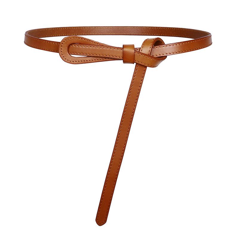 ベルト レディース 細ベルト 本革 牛革 飾りベルト ワンピース セーター コート ウエストマーク ブラッ..