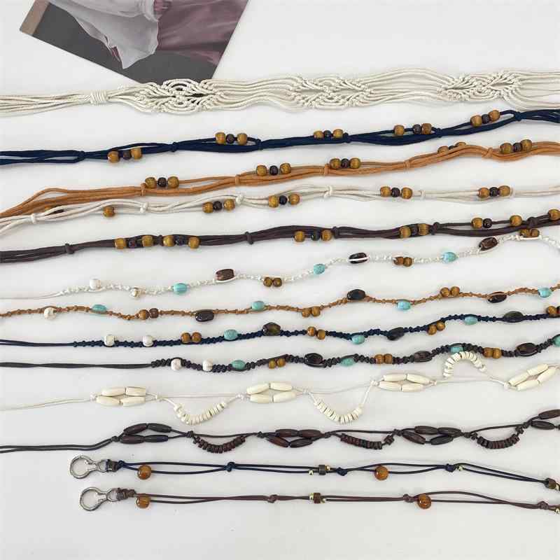 ベルト レディース 細ベルト 飾りベルト 紐ベルト 編み込み ミディアム ベージュ フェイクレザー