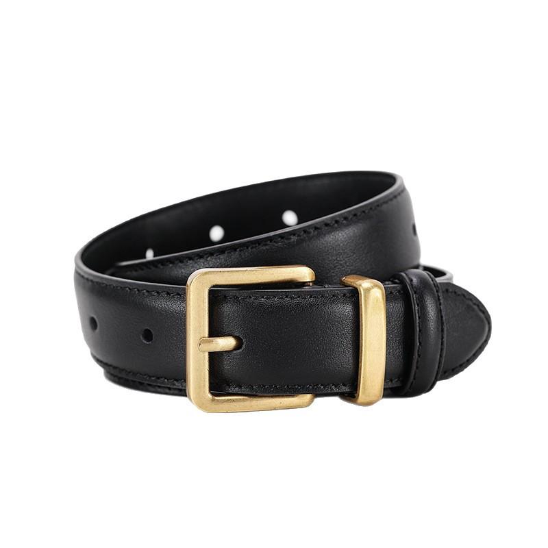 ベルト レディース 女性用 本革 牛革 レザー デニム ジーンズ おしゃれ 針バックル 黒/ブラック 茶色/ブラウン ワインレッド 白/ホワイト グレー