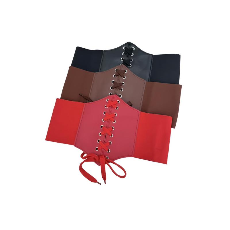 ベルト レディース 女性用 伸縮性 ウエストマーク フェイクレザー スタイルアップ 細見え 無地 黒 ブラック 茶色 ブラウン 赤 レッド 60cm 70cm 80cm