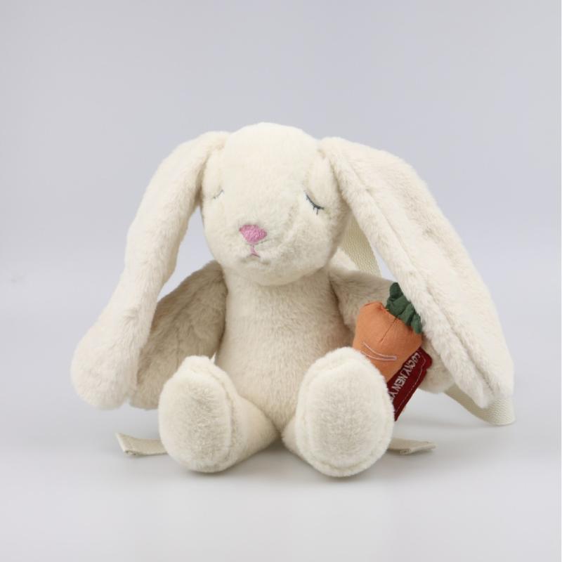 リュック キッズ かわいい ウサギ ニンジン モチーフ バッグ ぬいぐるみ ふわふわ アイボリー 通学 普..