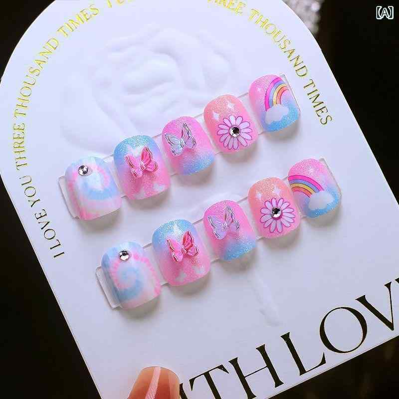 ネイルチップ キッズ 女の子 付け爪 子供用 かわいい 自粘着 プリンセス おもちゃ