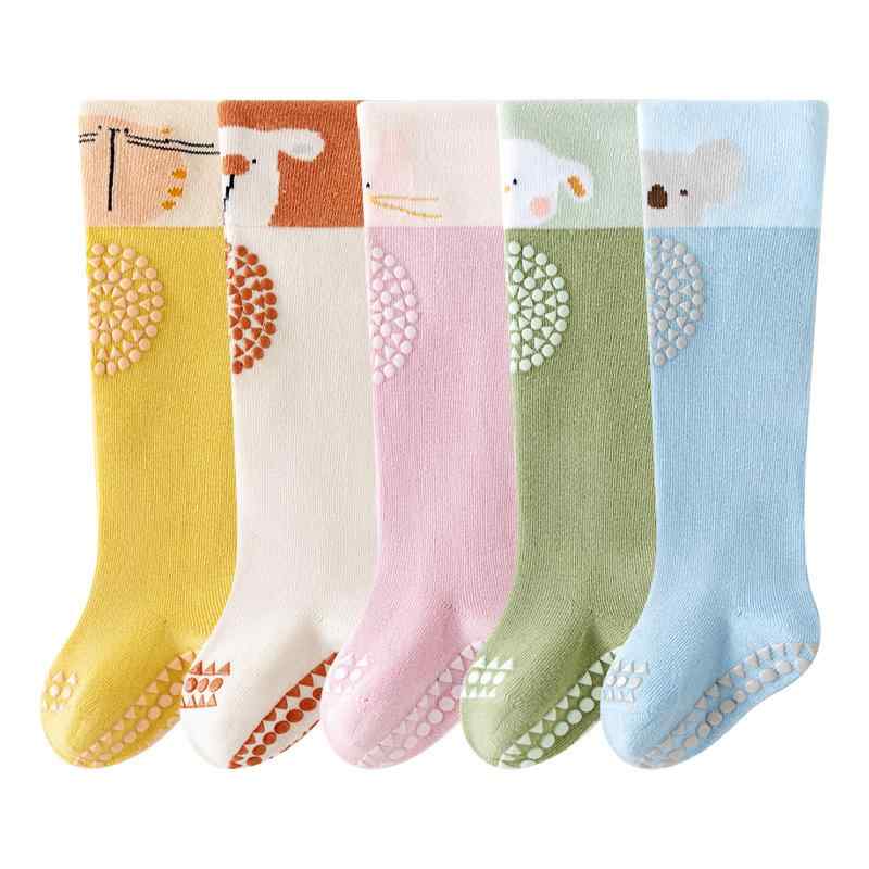 靴下 ベビー キッズ 子供 滑り止め付き 床用靴下 S M 春夏 秋用 動物柄 イエロー ブラウン ピンク グリ..