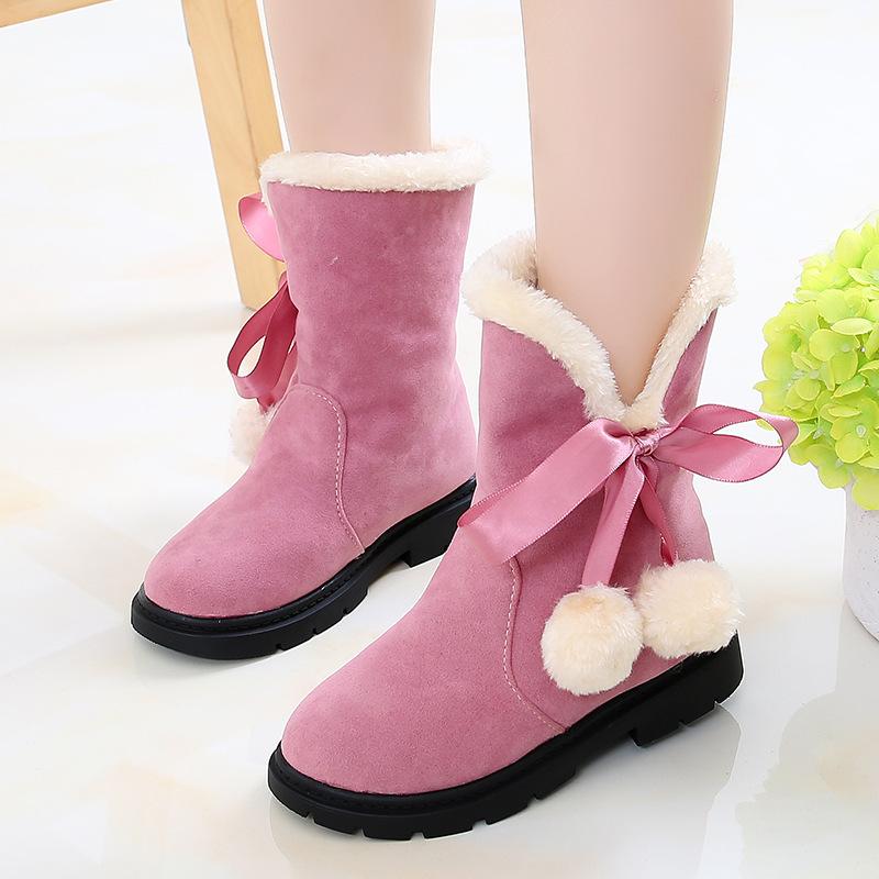 スノーブーツ キッズ ガールズ 子供 中長筒 プリンセス あったか 防寒 裏起毛 綿靴 大童 靴 秋冬 スエ..
